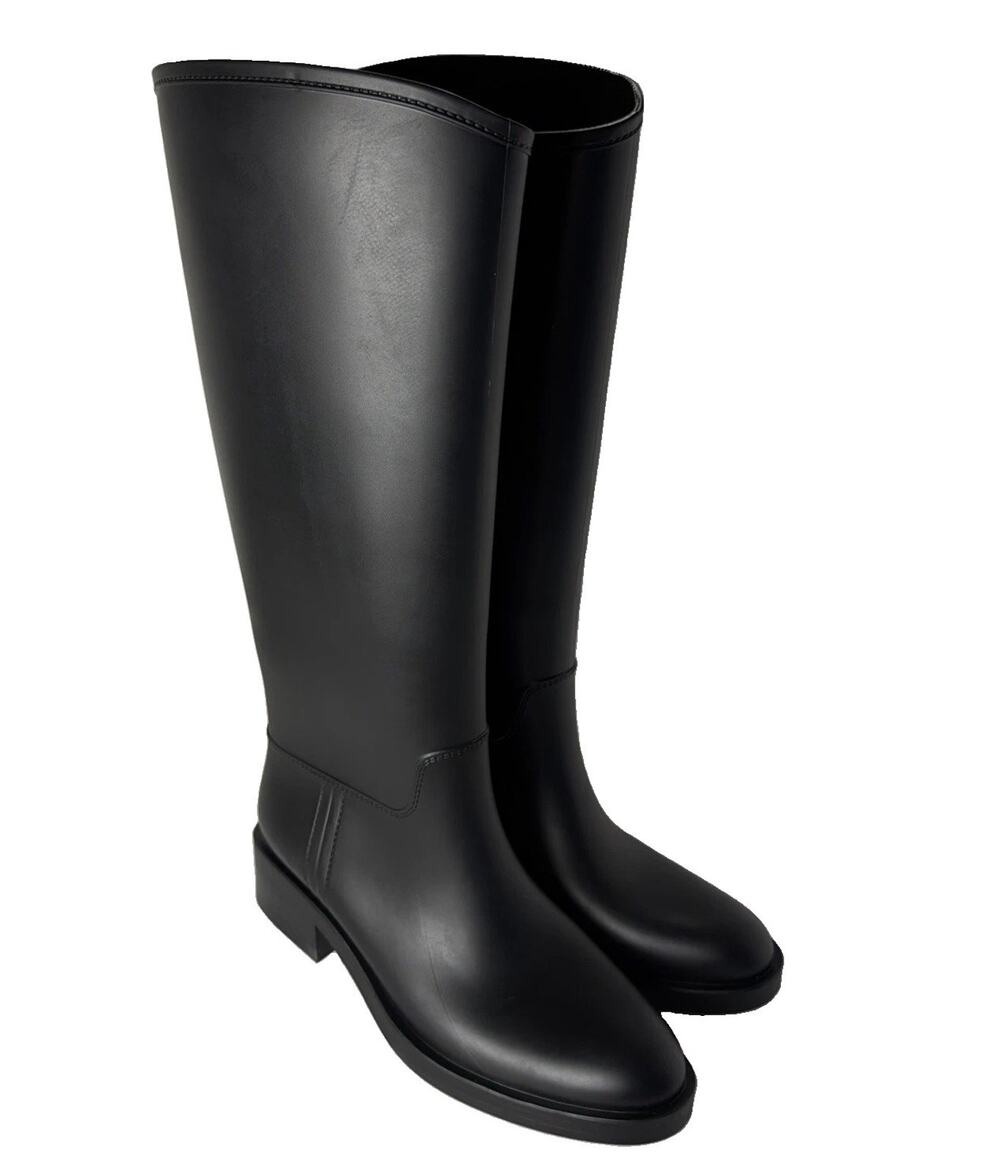 Jeffrey Campbell Torrential Rain Boots Womens 9M Black Knee High Tall NIB